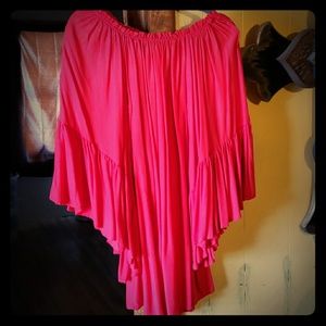 Red off the shoulder dress